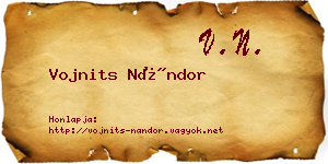Vojnits Nándor névjegykártya
